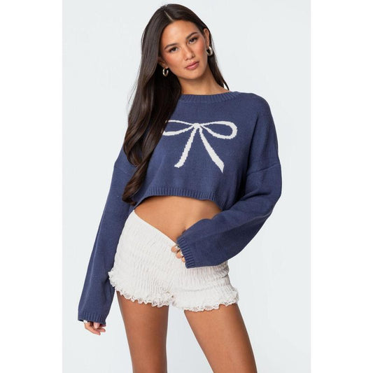 Bowtie Knit Cropped Sweater